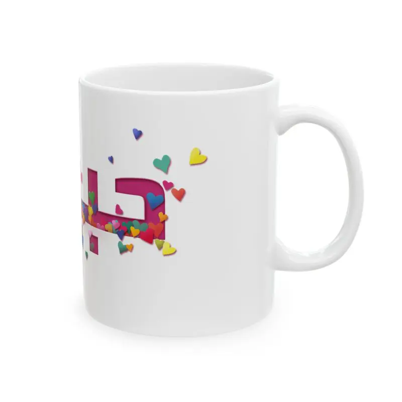 Colorful Hearts Design Ceramic Mug 'Habibi'- Perfect for Gifts - Image 3