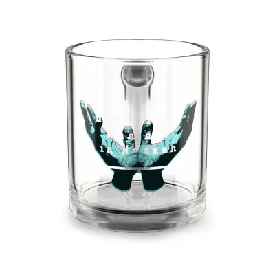 Inspirational Clear Glass Mug with 'Our Father Who Art in Heaven'