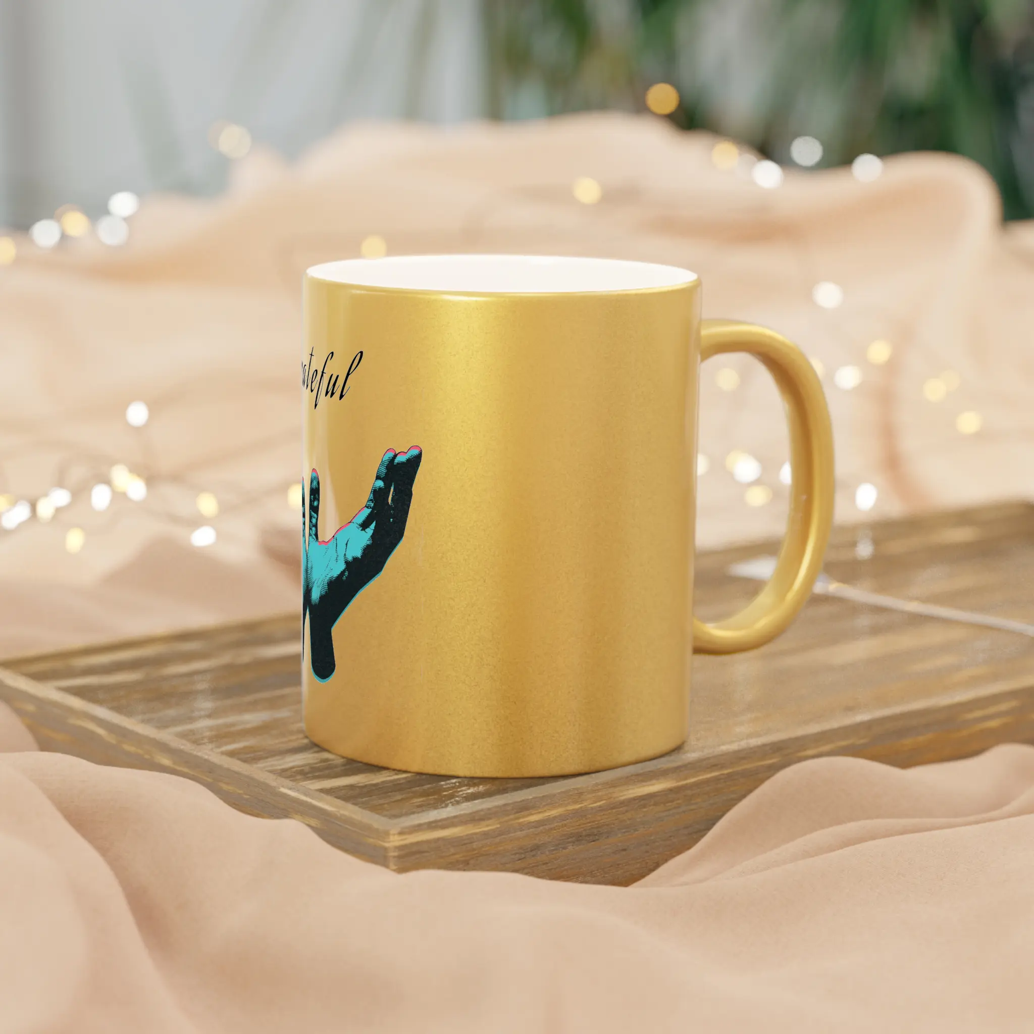 Metallic Mug - 'Grateful' Design for Coffee Lovers - Image 5
