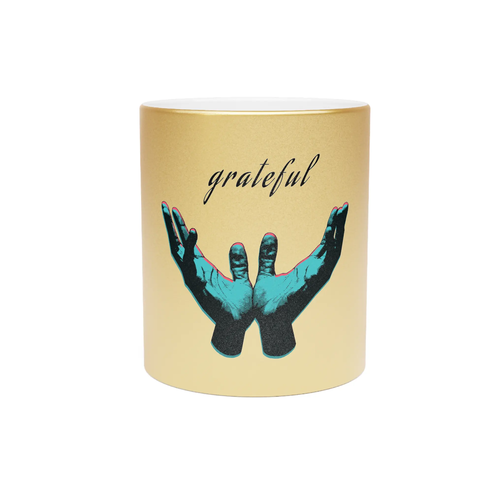 Metallic Mug - 'Grateful' Design for Coffee Lovers - Image 4