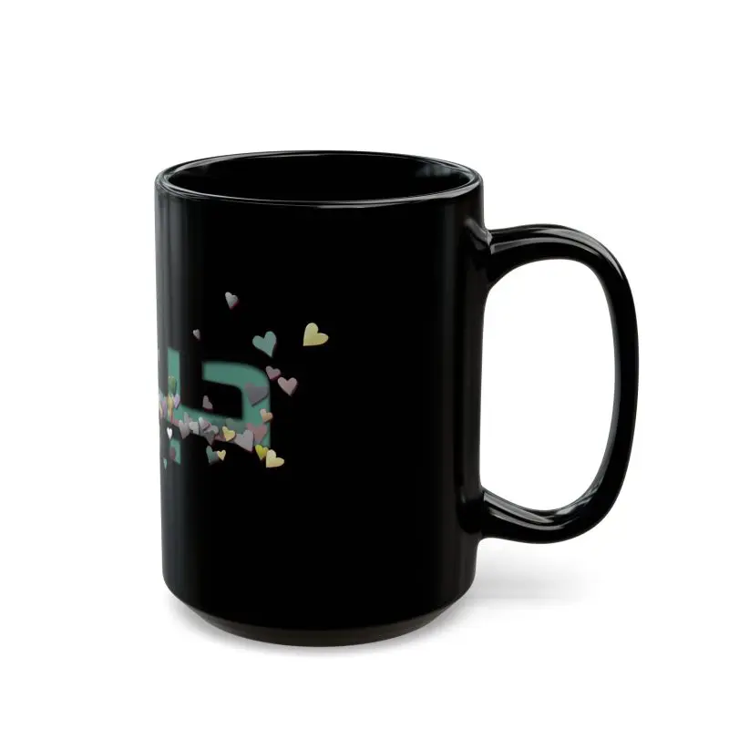 Colorful Hearts Design Ceramic Mug – 'Habibi' – Black Mug Perfect for Gifts - Image 7