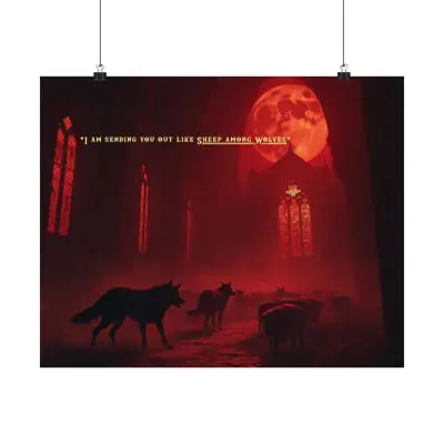 Inspirational Matte Horizontal Poster - 'Sheep Among Wolves' Wall Art