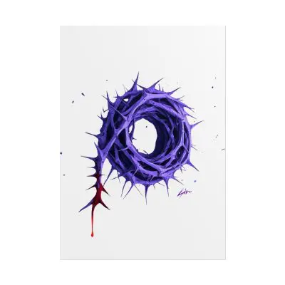 “Royal Sacrifice” – Crown of Thorns Abstract Art Poster (Purple Edition)