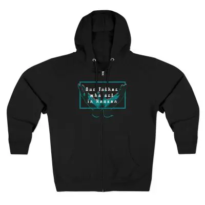 Lightweight Zip Hoodie – "Our Father Who Art in Heaven" (English Text)