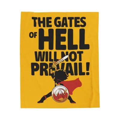 Velveteen Plush Blanket – “The Gates of Hell Will Not Prevail” (Matthew 16:18)