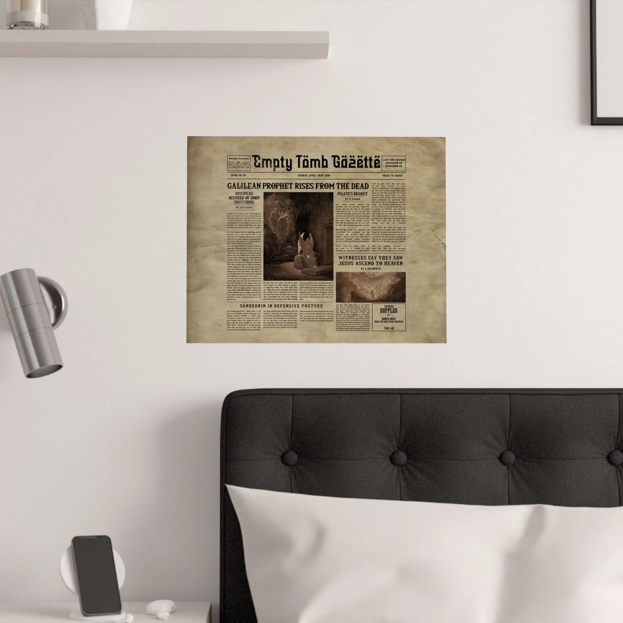 Vintage Newspaper-Style Satin Poster – “Galilean Prophet Rises from the Dead” - Image 8