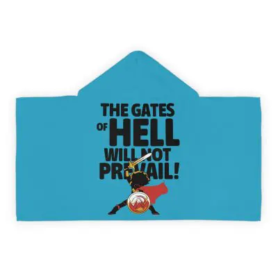 Youth Hooded Towel – “The Gates of Hell Will Not Prevail” (Matthew 16:18) – Blue