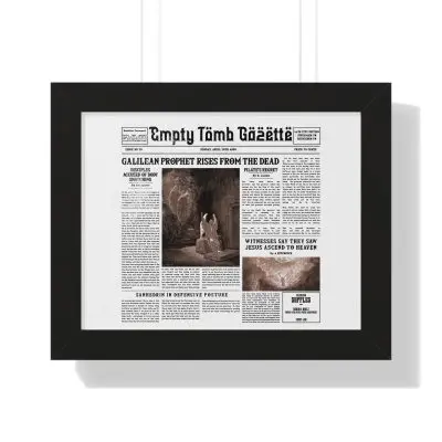 Framed Vintage Newspaper Poster – “Galilean Prophet Rises from the Dead” (White Background)