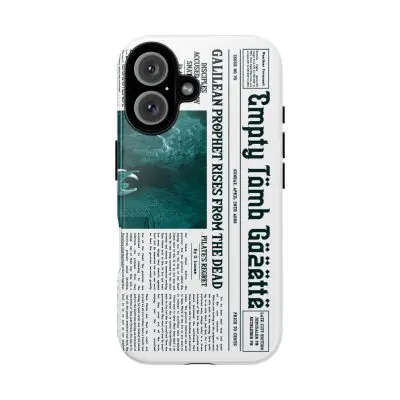 Vintage “Empty Tomb” Newspaper Phone Case – He Is Risen White Edition