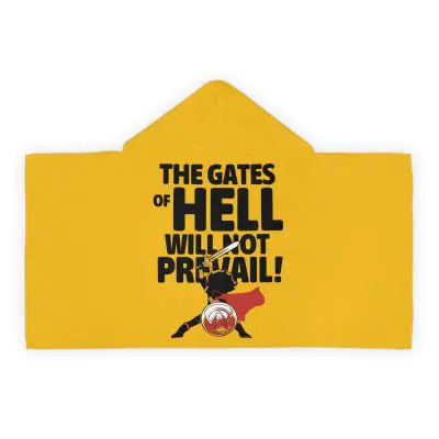 Youth Hooded Towel – “The Gates of Hell Will Not Prevail” (Matthew 16:18) – Yellow