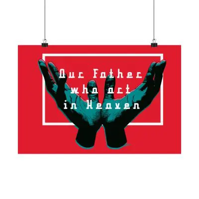 Inspirational Matte Horizontal Posters - 'Our Father Who Art in Heaven' Decor (Red-on-Red Design)