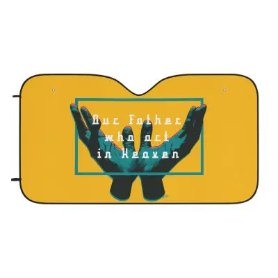 Vehicle Sunshade – Open Hands in Prayer with “Our Father Who Art in Heaven” (Yellow)