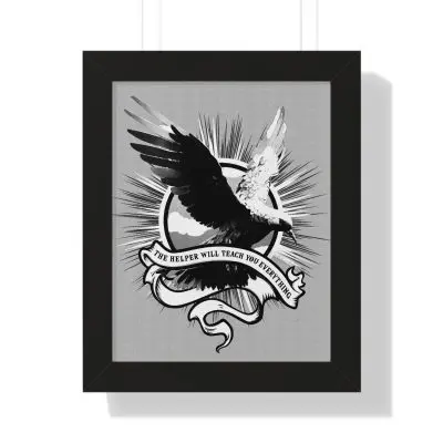 Inspirational Framed Vertical Poster – “The Helper Will Teach You Everything” (John 14:26)