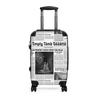 Travel Suitcase – “Empty Tomb Gazette” Vintage Newspaper Design