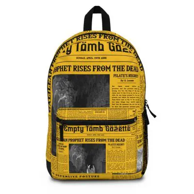 Vintage-Inspired “Empty Tomb Gazette” Backpack – Retro Newspaper Style Bag