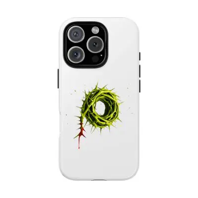 White Phone Case – Crown of Thorns Design (Symbol of Sacrifice & Strength)