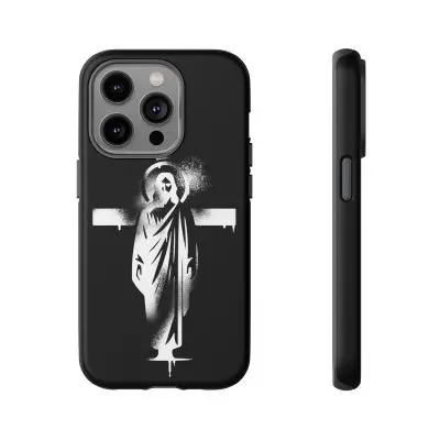 Black Phone Case – Jesus Emerging from the Cross of Calvary Design