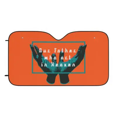 Vehicle Sunshade – Open Hands in Prayer with “Our Father Who Art in Heaven” (Orange)