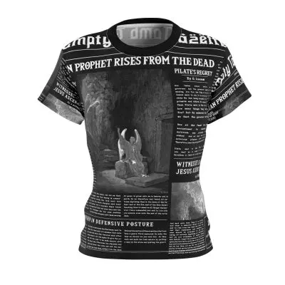 Women’s Black T-Shirt – “Empty Tomb” Design in White Font