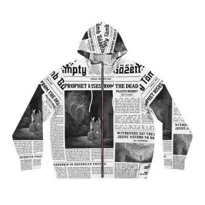 Black & White Full Zip Hoodie – “Empty Tomb” Design