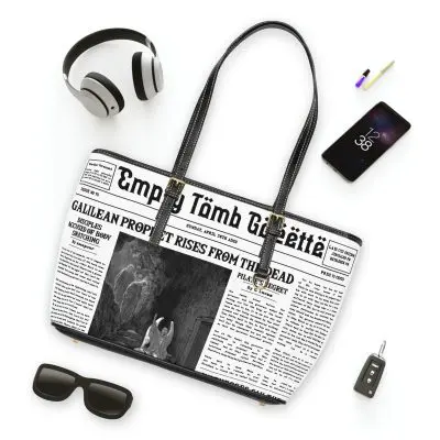 Women's Leather Shoulder Bag – “Empty Tomb” Design with “Prophet Rises from the Dead” Headline