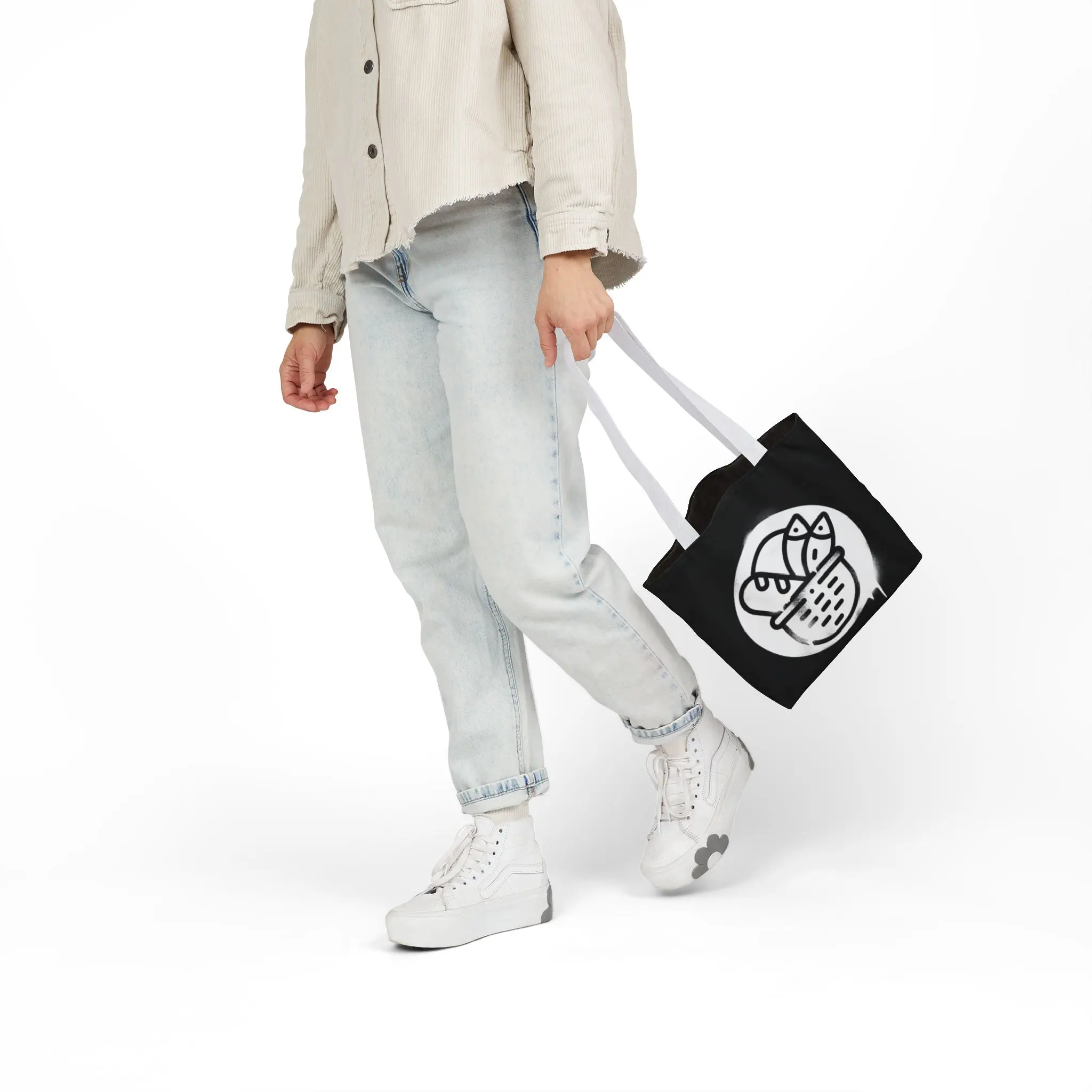 Black & White Carry Tote – “Two Fish” Design with Scripture - Image 4