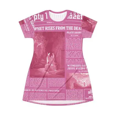 Pink T-Shirt Dress – “Empty Tomb” Design in White Font