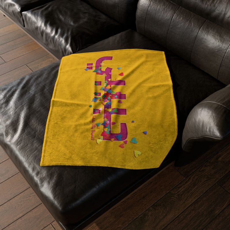 Colorful Heart Soft Polyester Blanket - 'Habibi' (My Friend) - Image 3