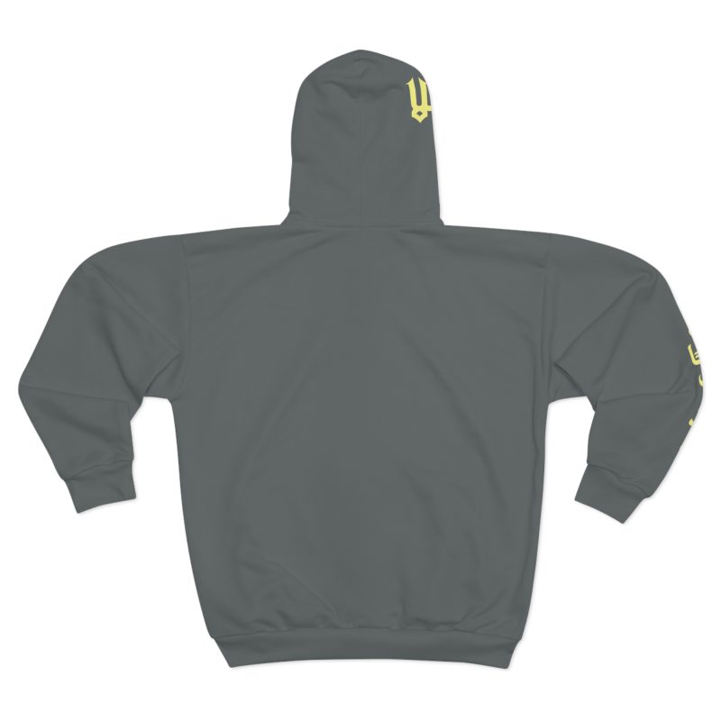 “Yalla” (Let's Go!) – Arabic Calligraphy Hoodie with Yellow Front Symbol & Motivational Sleeve Design - Image 4