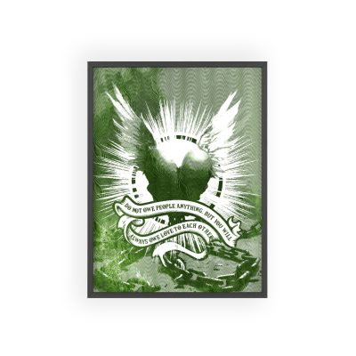 Inspirational Wall Art Poster with Wooden Frame - 'Always Owe Love to Each Other'