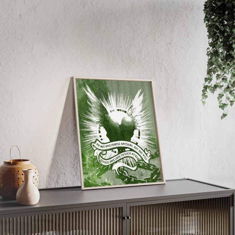 Inspirational Wall Art Poster with Wooden Frame - 'Always Owe Love to Each Other' - Image 6