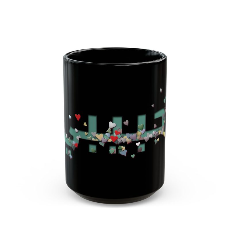 Colorful Hearts Design Ceramic Mug – 'Habibi' – Black Mug Perfect for Gifts - Image 5