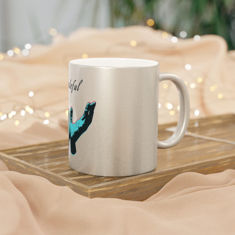 Metallic Mug - 'Grateful' Design for Coffee Lovers - Image 2
