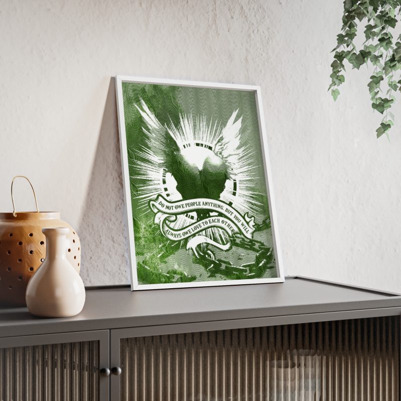Inspirational Wall Art Poster with Wooden Frame - 'Always Owe Love to Each Other' - Image 4