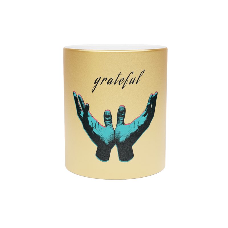 Metallic Mug - 'Grateful' Design for Coffee Lovers - Image 4