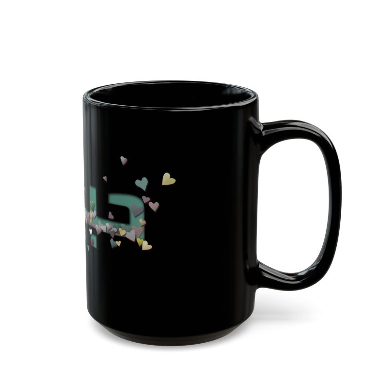 Colorful Hearts Design Ceramic Mug – 'Habibi' – Black Mug Perfect for Gifts - Image 6