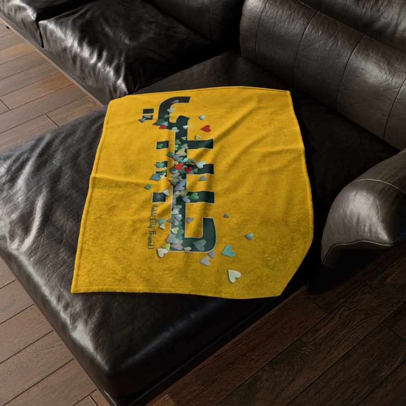 'Habibi' (My, friend) Warmth of Friendship Soft Blanket - Cozy Polyester Throw (Green Inlay) - Image 3