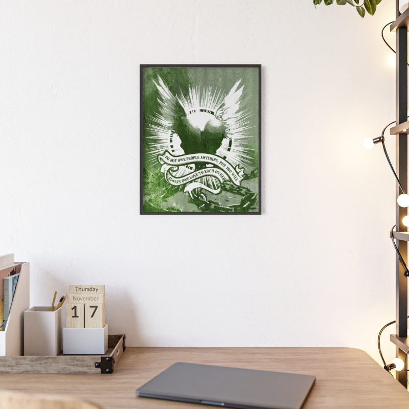 Inspirational Wall Art Poster with Wooden Frame - 'Always Owe Love to Each Other' - Image 5