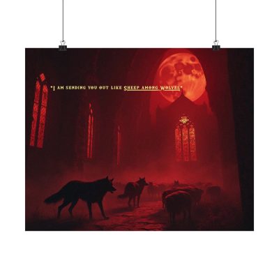 Inspirational Matte Horizontal Poster - 'Sheep Among Wolves' Wall Art