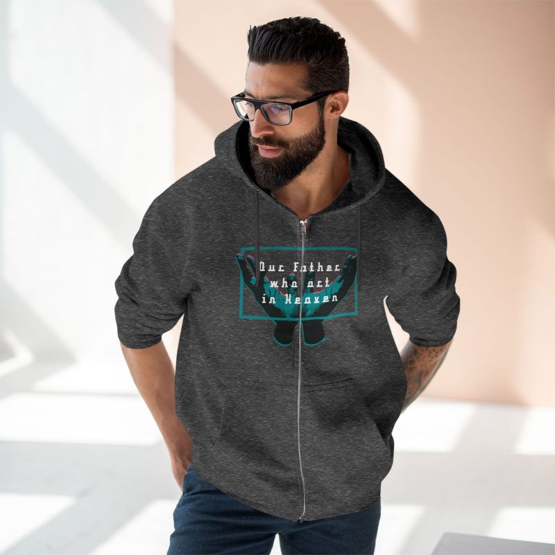 Lightweight Zip Hoodie – "Our Father Who Art in Heaven" (English Text) - Image 2