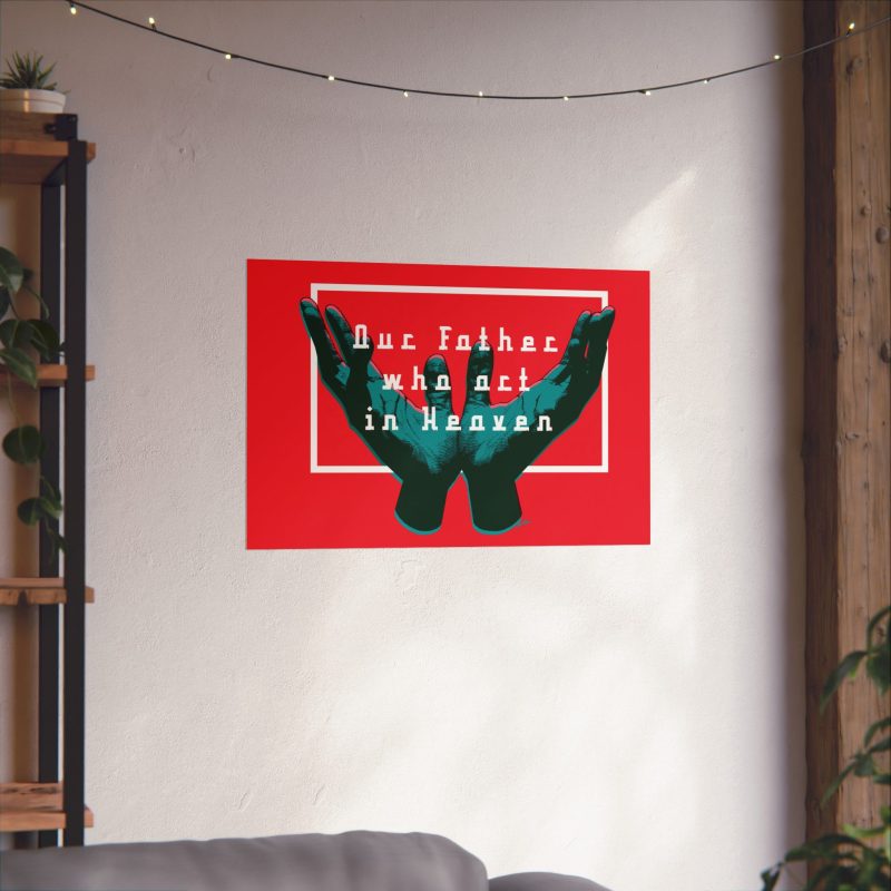 Inspirational Matte Horizontal Posters - 'Our Father Who Art in Heaven' Decor (Red-on-Red Design) - Image 7