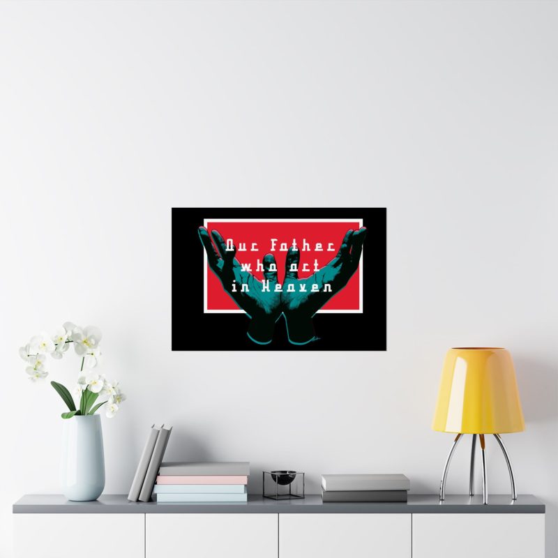 Inspirational Matte Horizontal Poster - 'Our Father Who Art In Heaven' Wall Art (Black Background & Red Interior) - Image 2