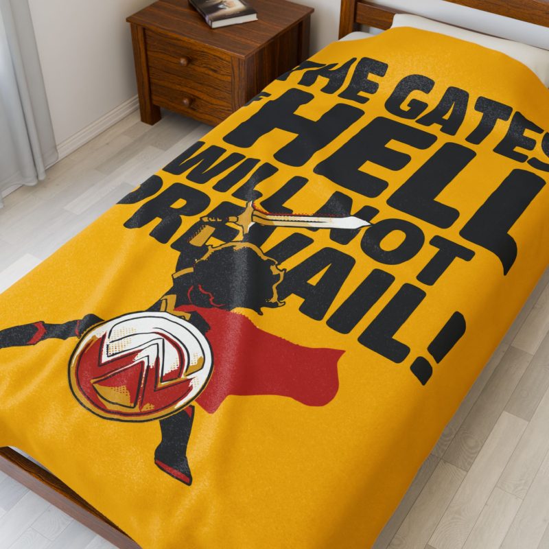 Velveteen Plush Blanket – “The Gates of Hell Will Not Prevail” (Matthew 16:18) - Image 7