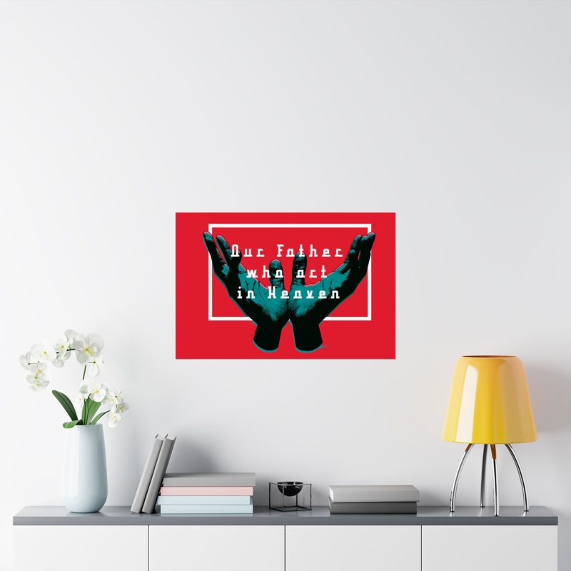 Inspirational Matte Horizontal Posters - 'Our Father Who Art in Heaven' Decor (Red-on-Red Design) - Image 2