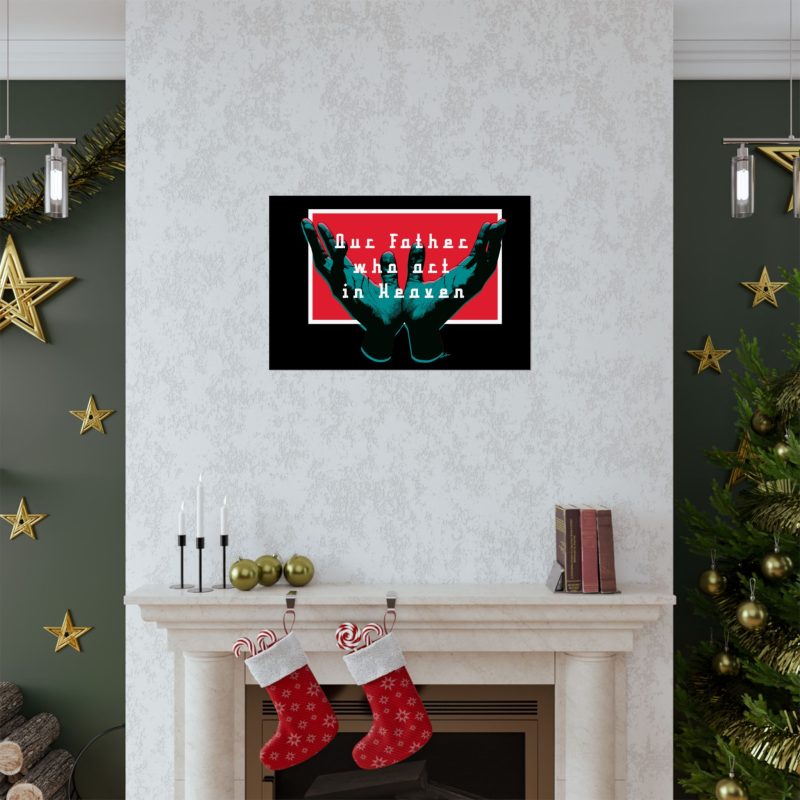 Inspirational Matte Horizontal Poster - 'Our Father Who Art In Heaven' Wall Art (Black Background & Red Interior) - Image 8
