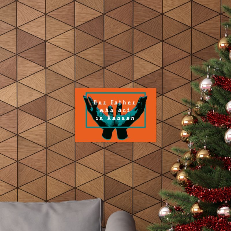 "Our Father Who Art in Heaven" - Spiritual Wall Poster (Orange Background & Orange Interior) - Image 6