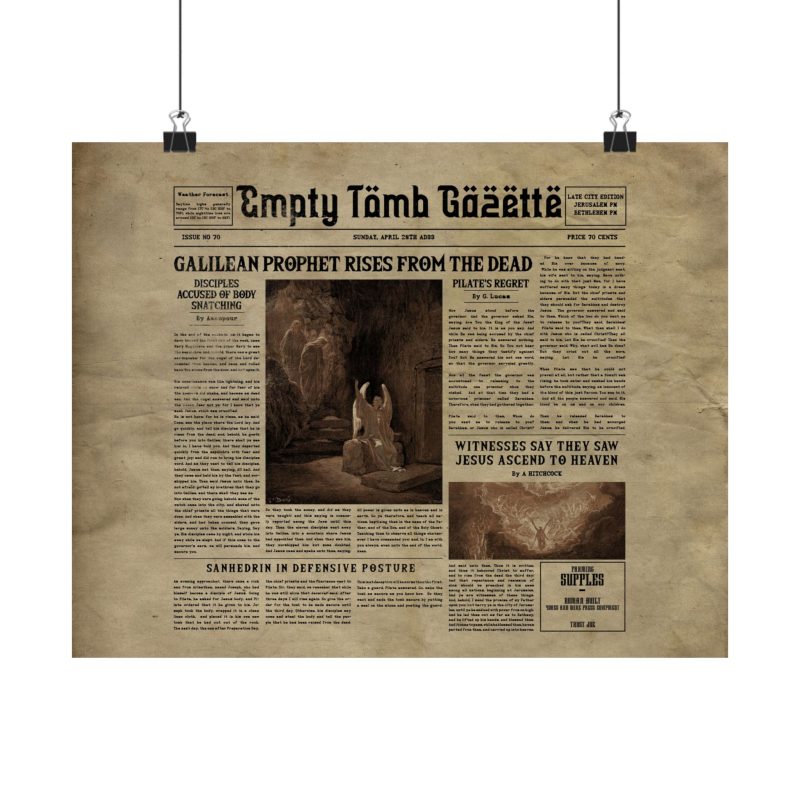 Vintage Newspaper-Style Satin Poster – “Galilean Prophet Rises from the Dead” - Image 3
