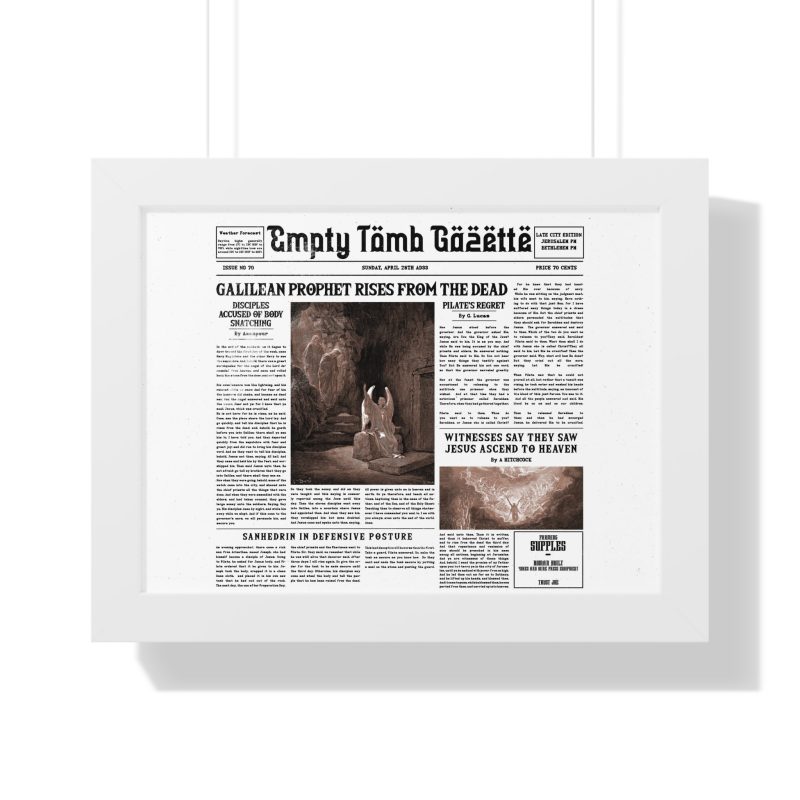 Framed Vintage Newspaper Poster – “Galilean Prophet Rises from the Dead” (White Background) - Image 18