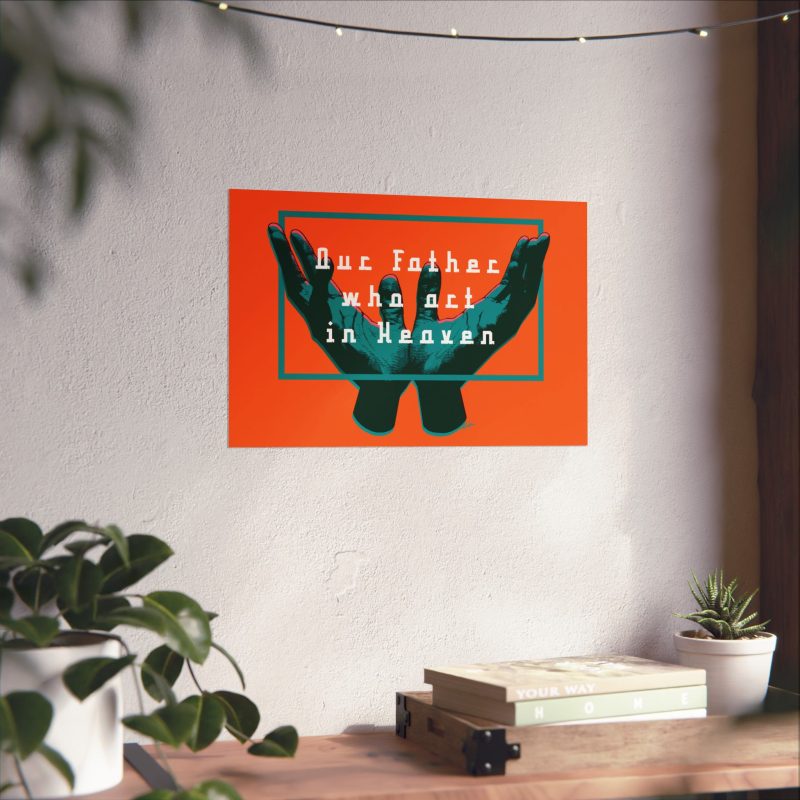 "Our Father Who Art in Heaven" - Spiritual Wall Poster (Orange Background & Orange Interior) - Image 7