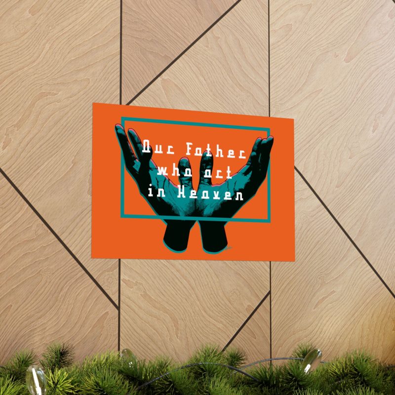 "Our Father Who Art in Heaven" - Spiritual Wall Poster (Orange Background & Orange Interior) - Image 3